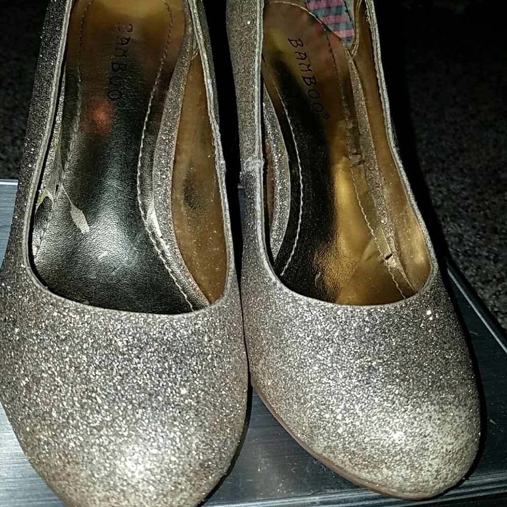 Gold high heels